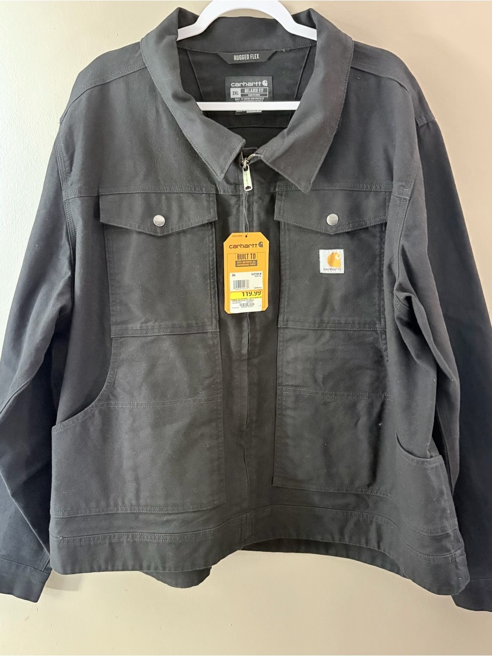Carhartt Men's Rugged Flex Relaxed Fit Duck Jacket NWT Black 2XL OJ5748-M